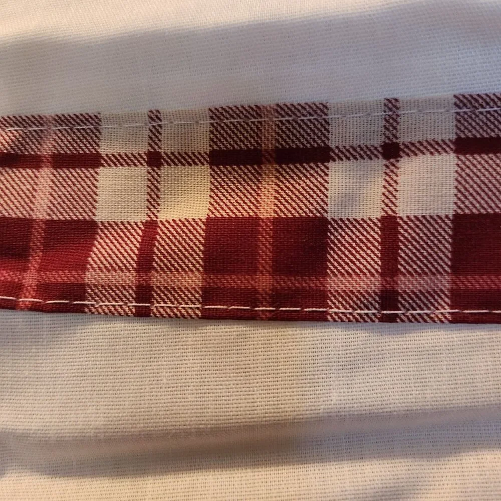 Cottage Core Ruffled Filler Valances 3 White And Red 52in Wide 12in Length